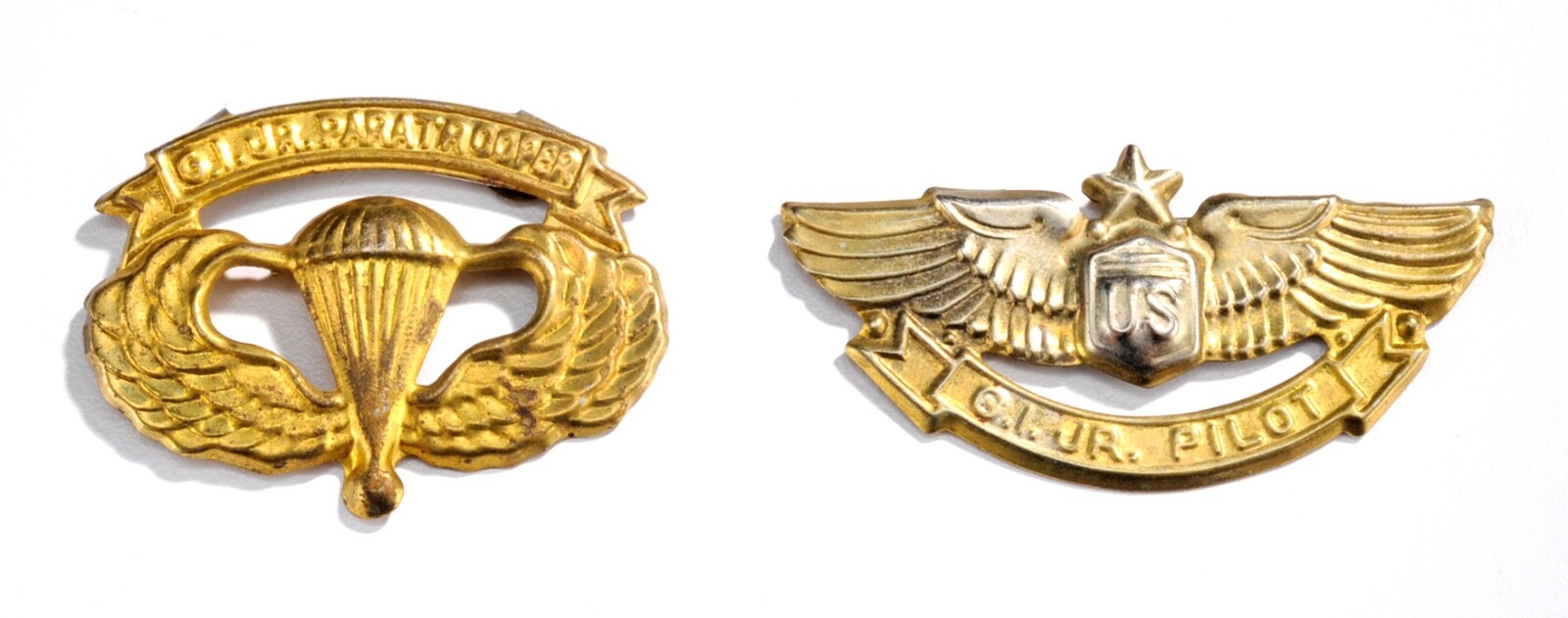 Vintage WWII G.I. Junior Pilot and G.I. Junior Paratrooper - Pin-Back Pinback