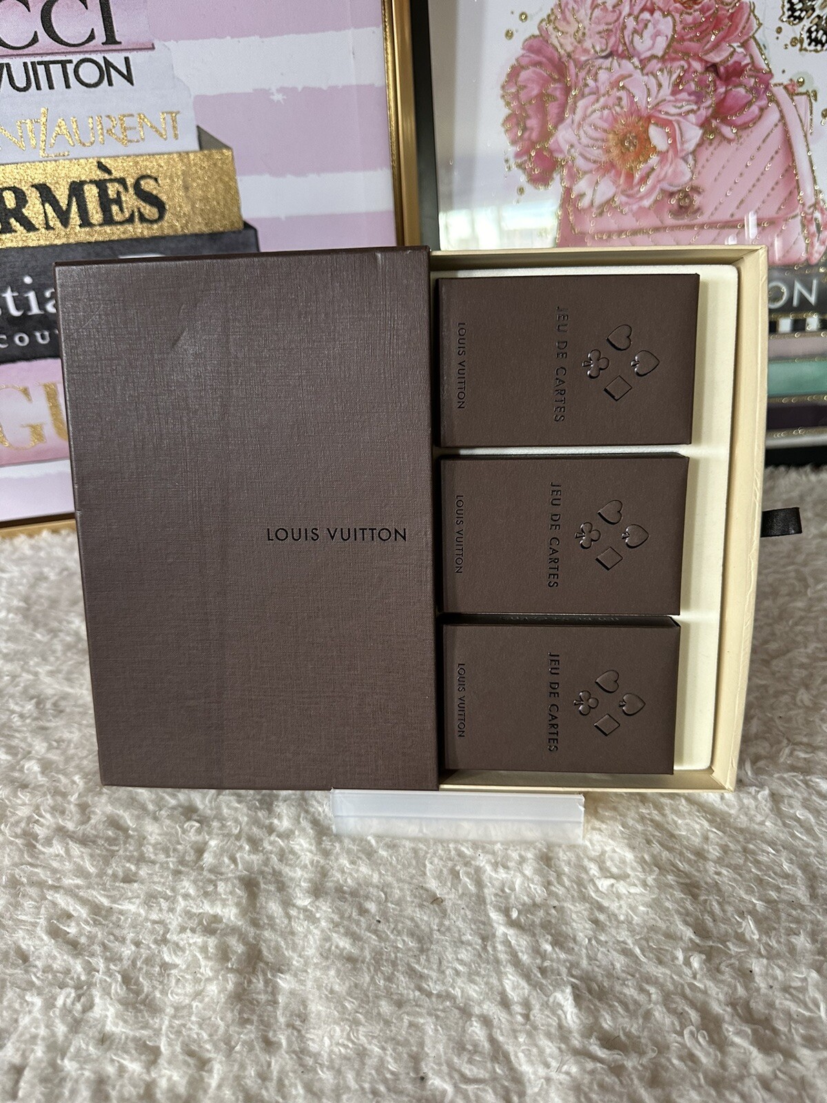 ULTRA RARE LOUIS VUITTON Monogram Fleur 3 Pack Playing Cards UNOPENED
