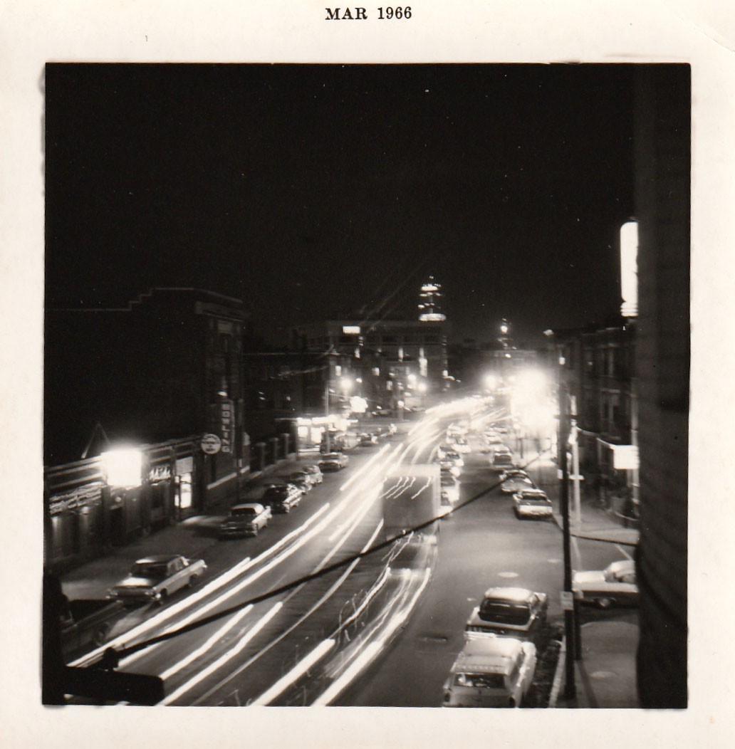 Vintage Photo 1966 Night Photography Street Scene Long Exposure Bowling Sign USA