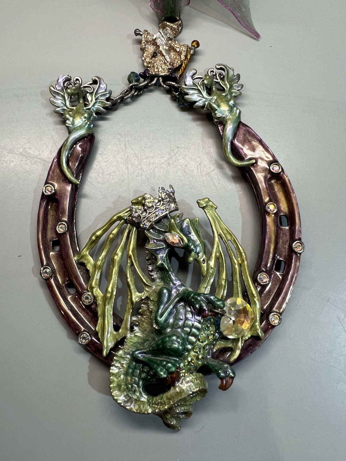 Kirks Folly Protected By Dragons Horseshoe Good Luck Ornament