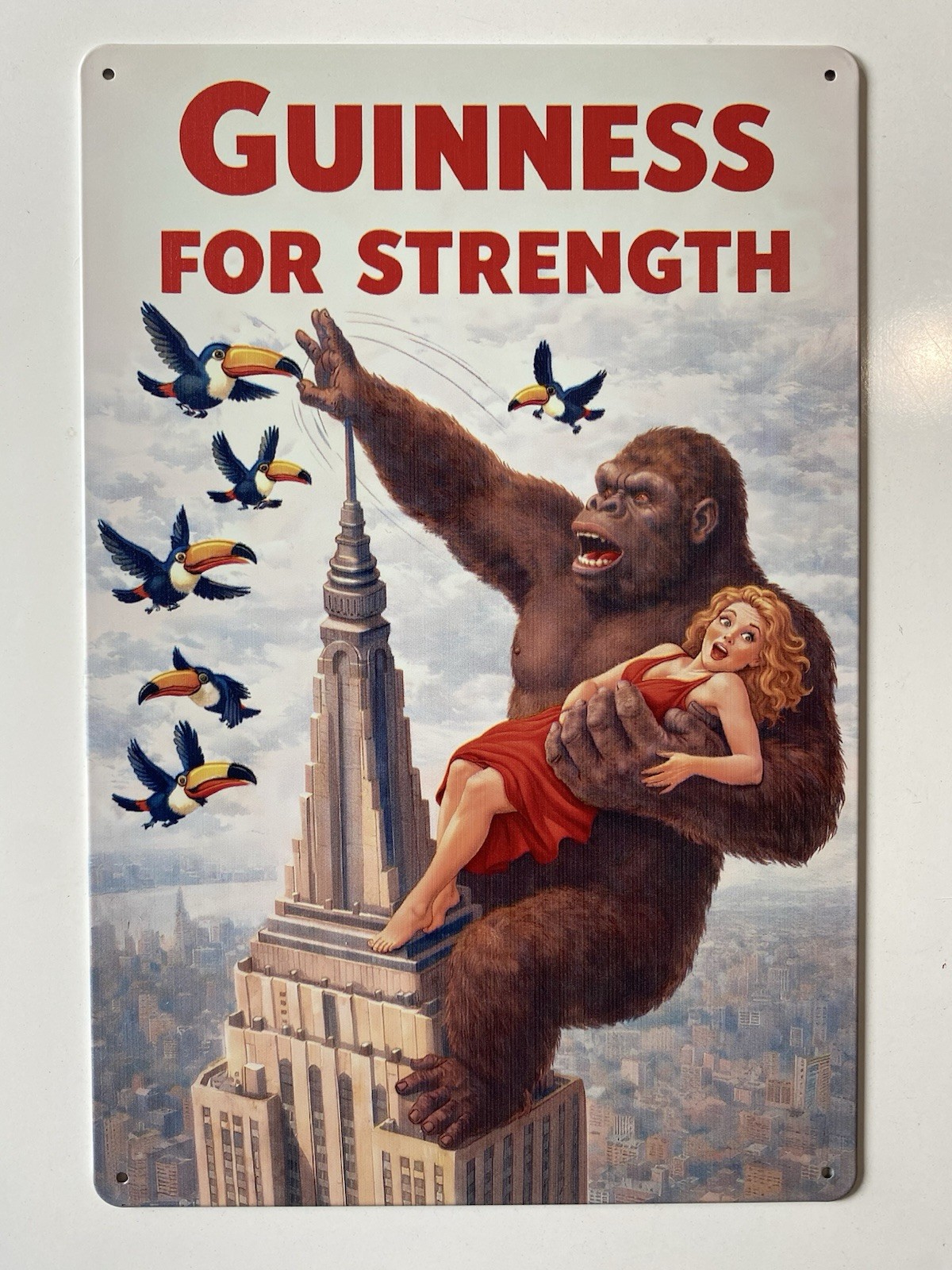 Guinness Beer Metal Sign - Guinness For Strength Retro King Kong Vintage