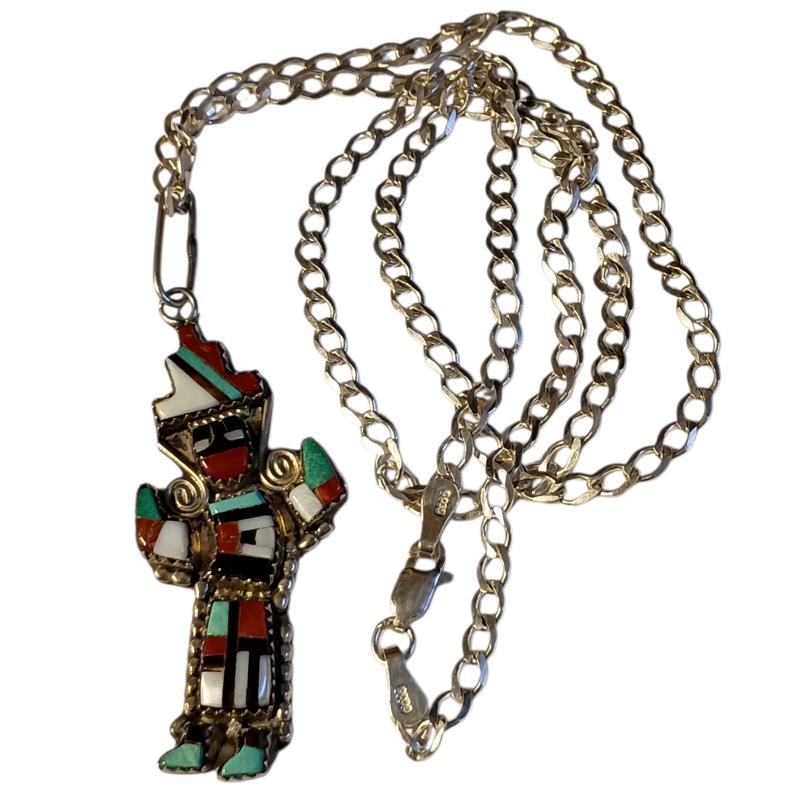 Important Herbert and Esther Cellicion Rainbow Dancer Channel Inlay Necklace 