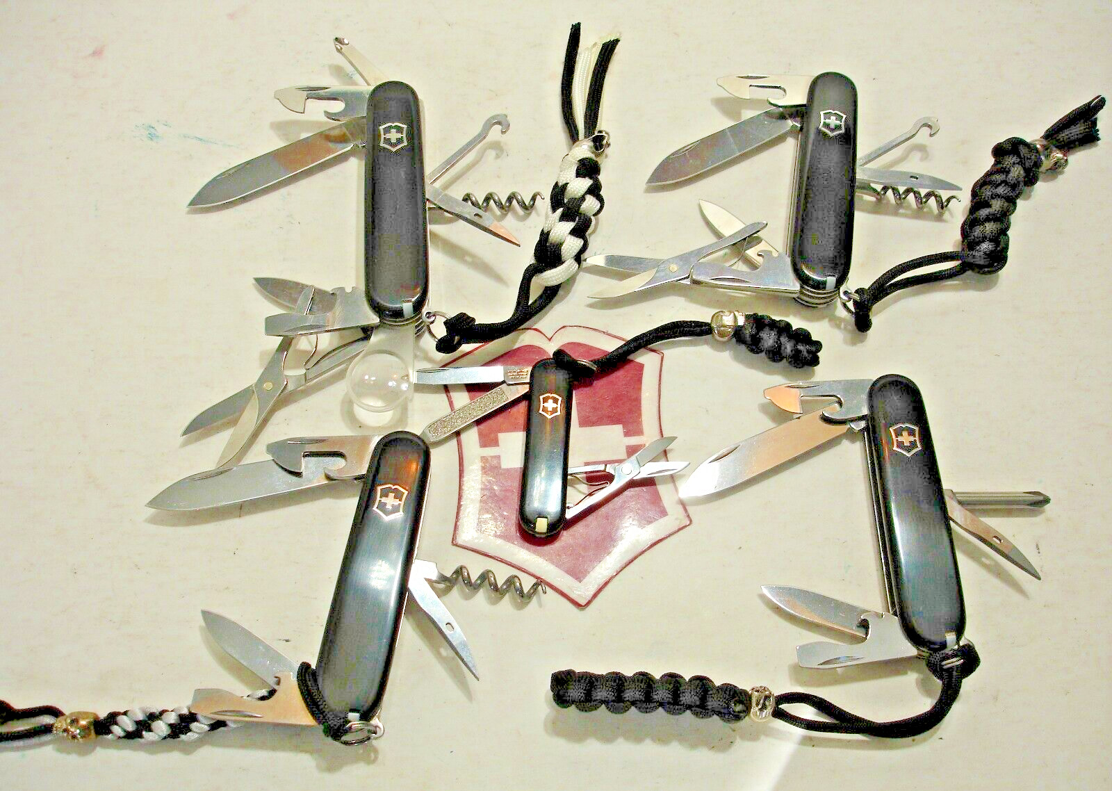 Victorinox Swiss Army Knife Lot 5 Black SAK Restored Explorer Climber Tinker