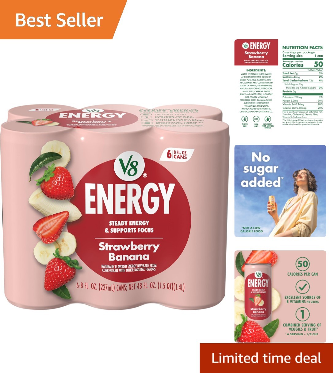 Revitalize with Strawberry Banana Energy Drink - Gluten-Free & Made with Juices