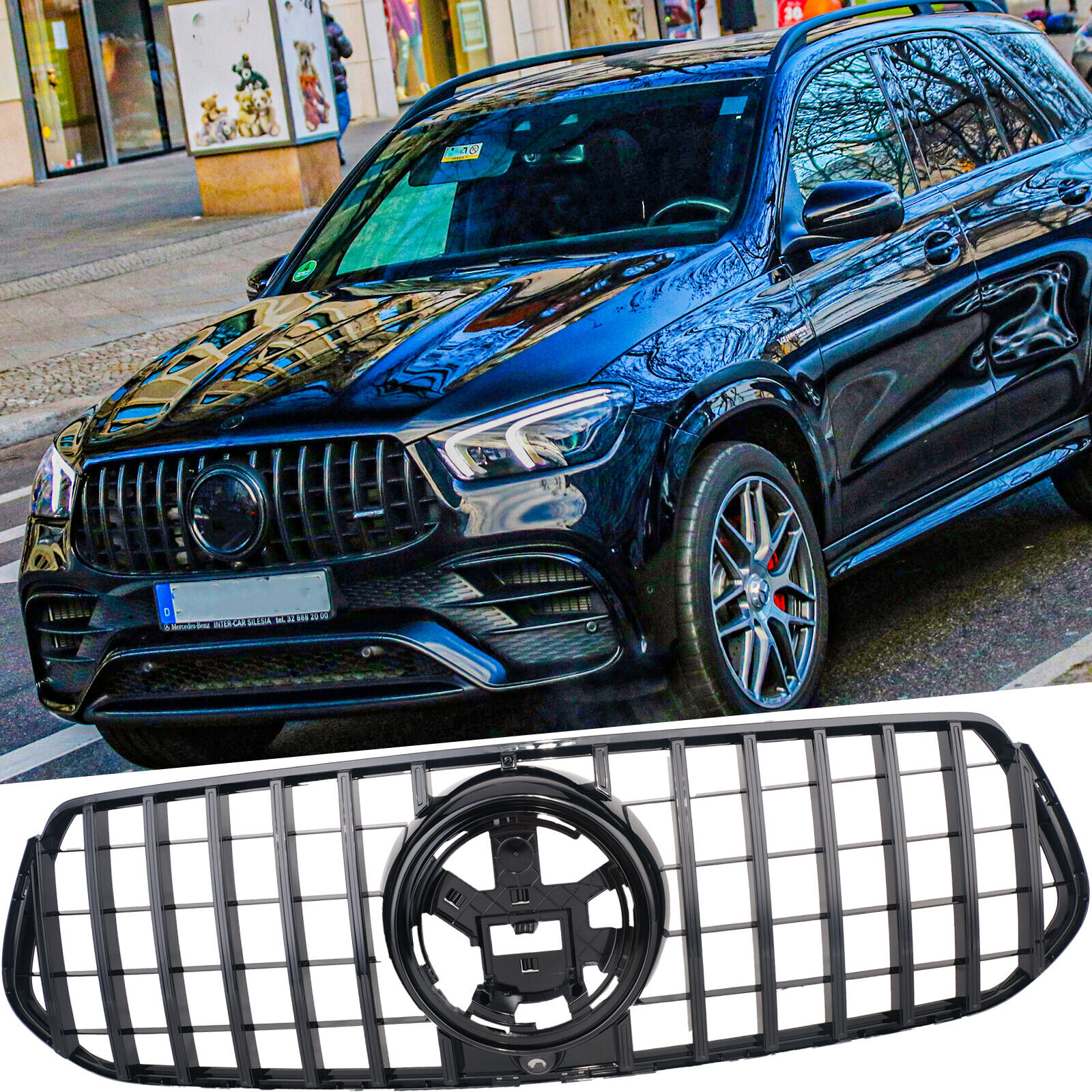 Gloss Black GT Style Front Grill for 20-IN Mercedes GLE-Class W167 AMG