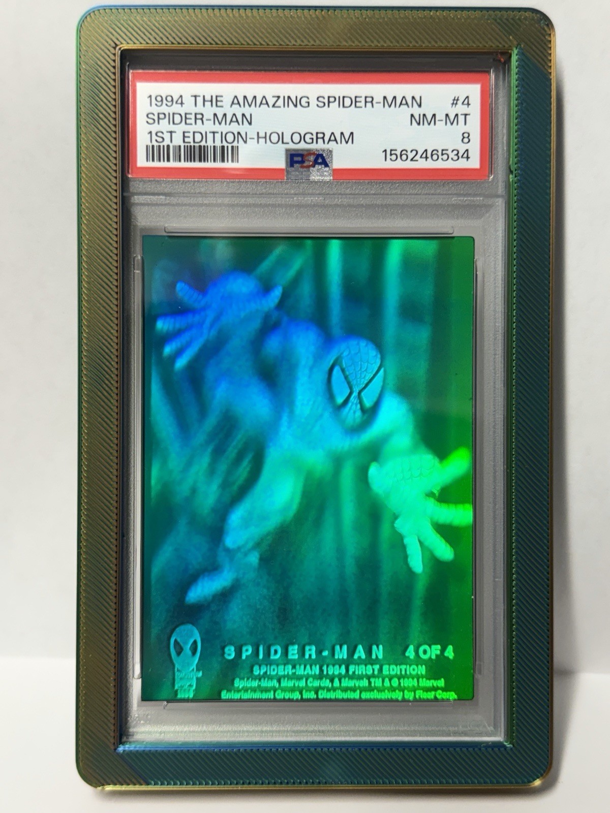 1994 Fleer Amazing Spider-Man Spider-Man 1st Edition Hologram #4 PSA 8