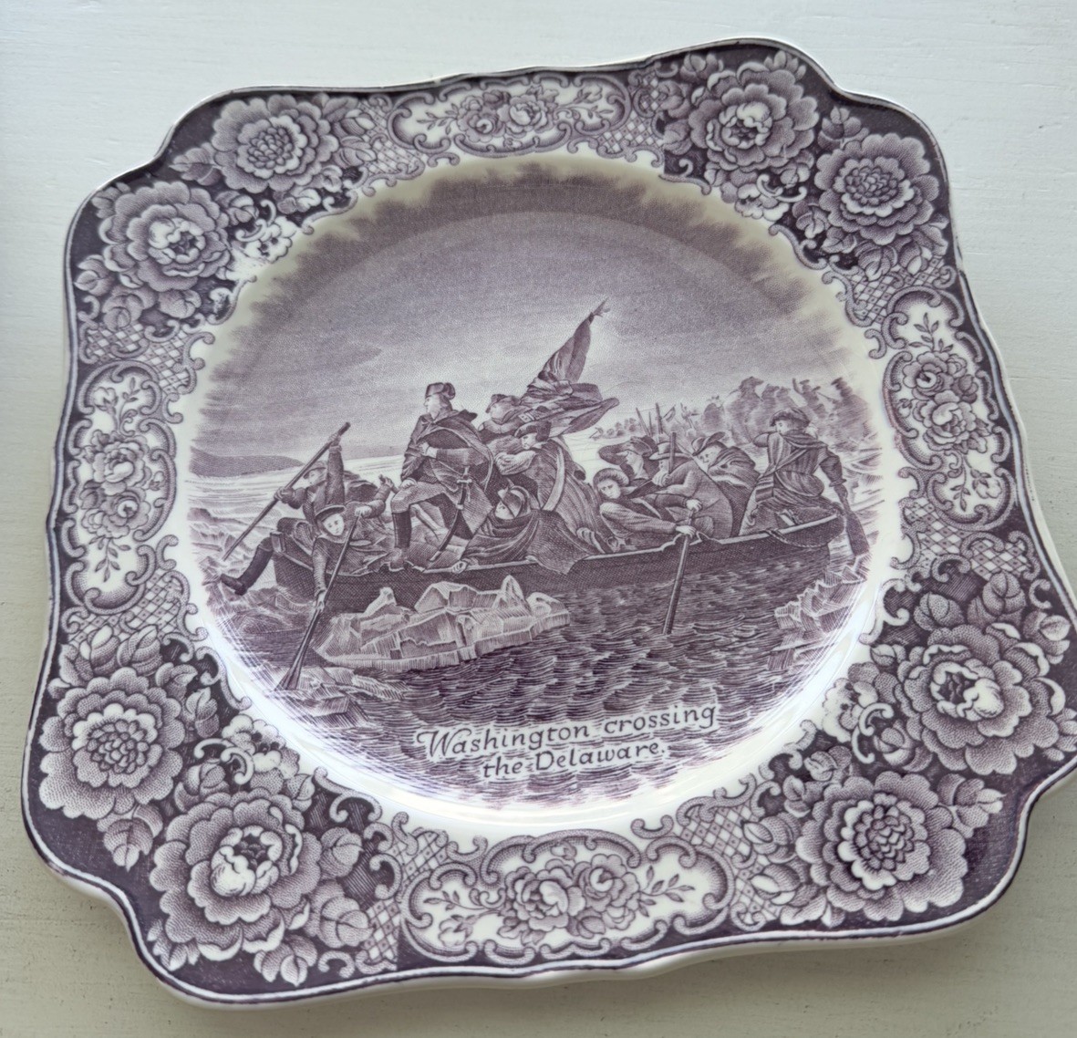 Vtg Crown Ducal 1932 George Washington Bicentenary Plate Purple Transferware 8.5