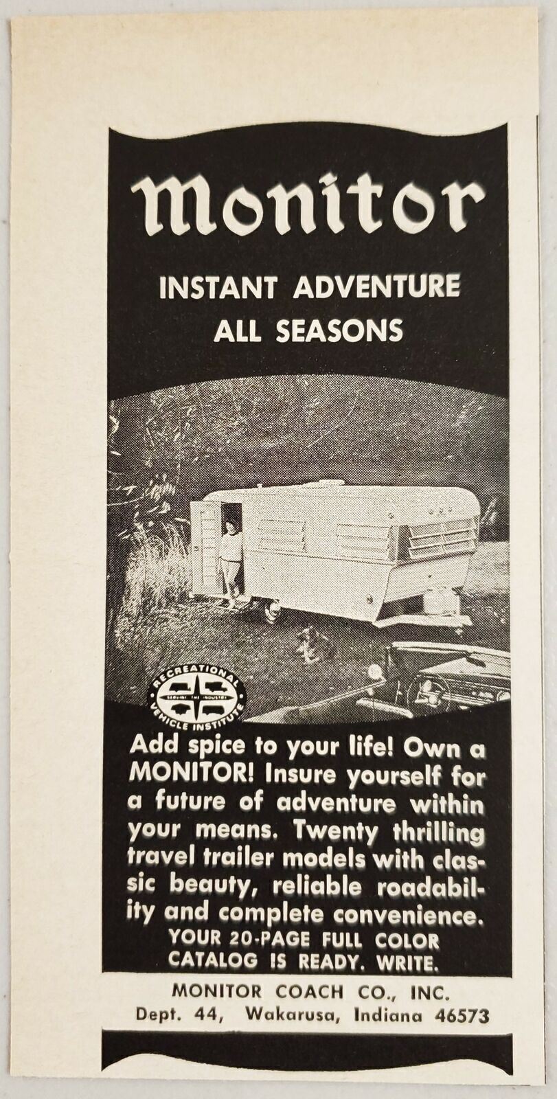 1969 Print Ad Monitor Coach Travel Trailers Make in Wakarusa,Indiana