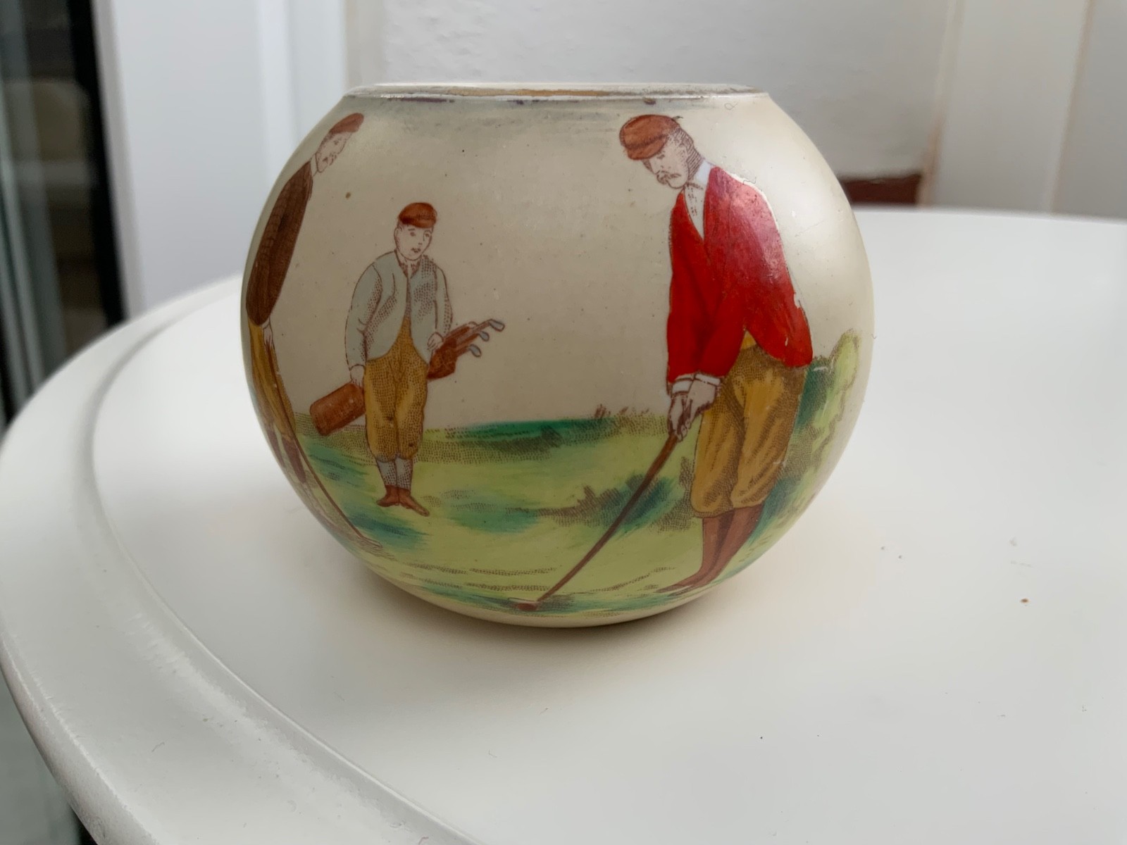 VINTAGE CARLTON WARE GOLFER GOLFING MATCH HOLDER