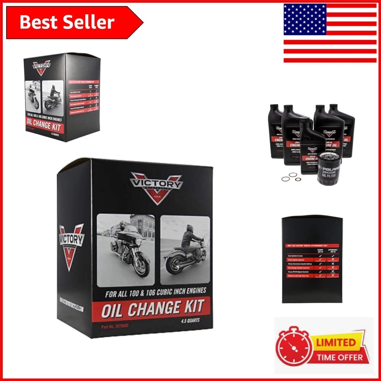 Victory Motorcycle Oil Change Kit 2879600 - Engine Protection & Smooth Clutch