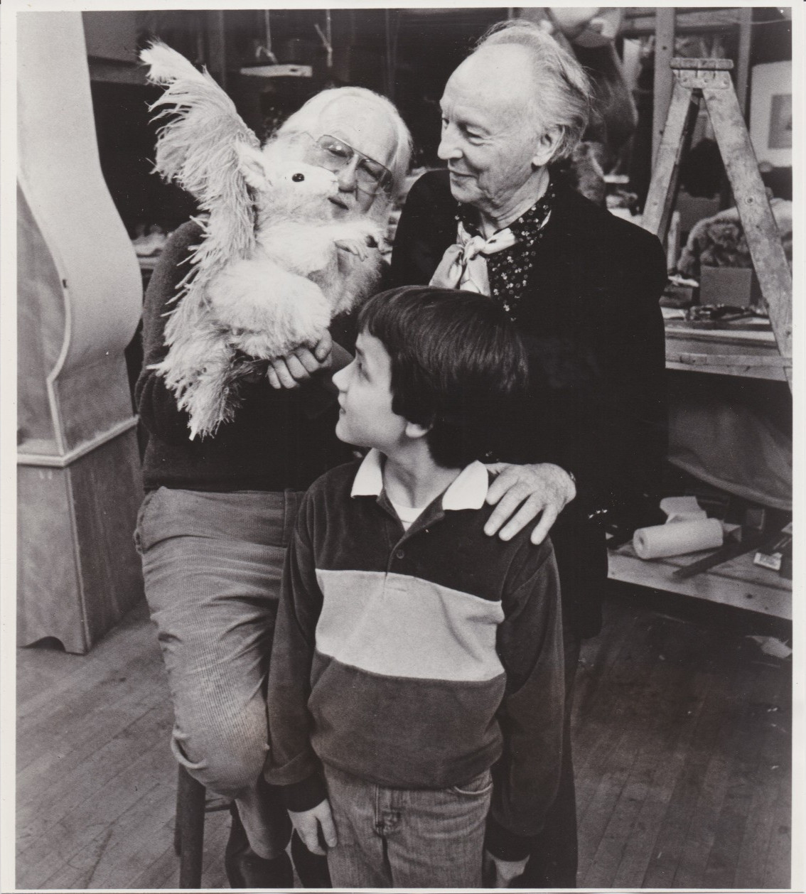 1981 Press Photo Puppeteer Kermit Love, Christopher Byars, George Balanchine