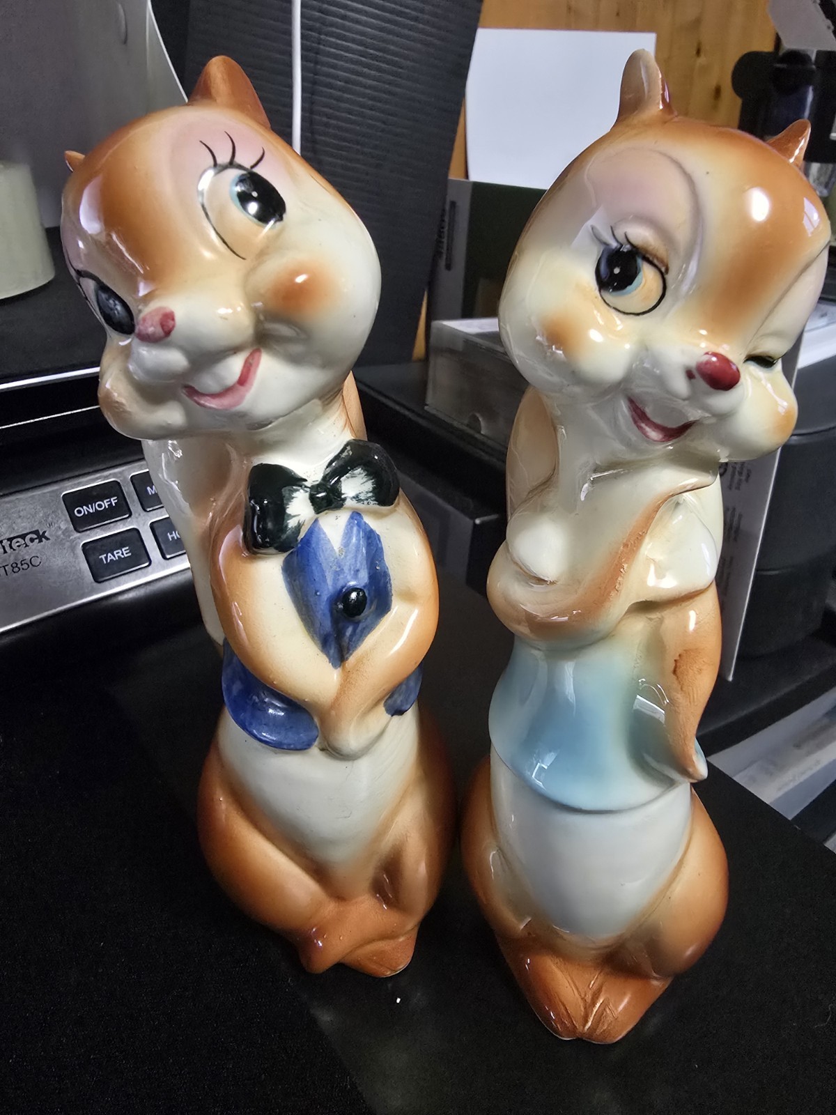 Vintage Norcrest Japan Chipmunk 6 1/2 inch Salt/ Pepper Shakers #598-#599
