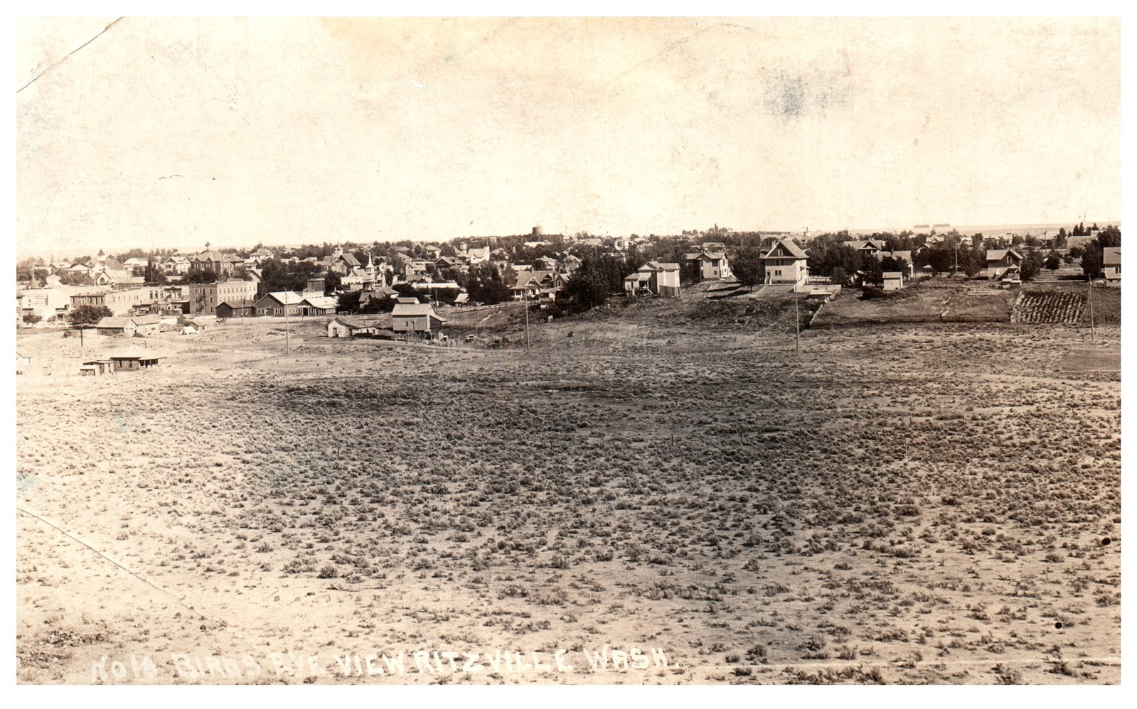 Vintage RPPC Postcard Aerial View Ritzville Washington Early 1900s own Scene