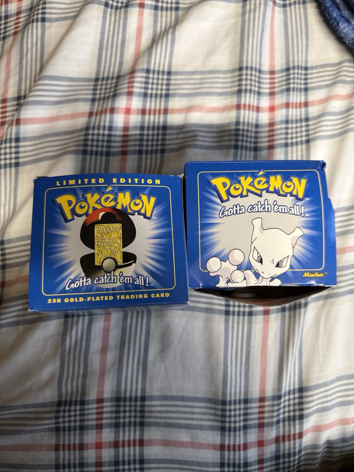 Two Pokémon 23k Gold Plated Mewtwo Burger King 1999 Sealed Pokéball Trading Card
