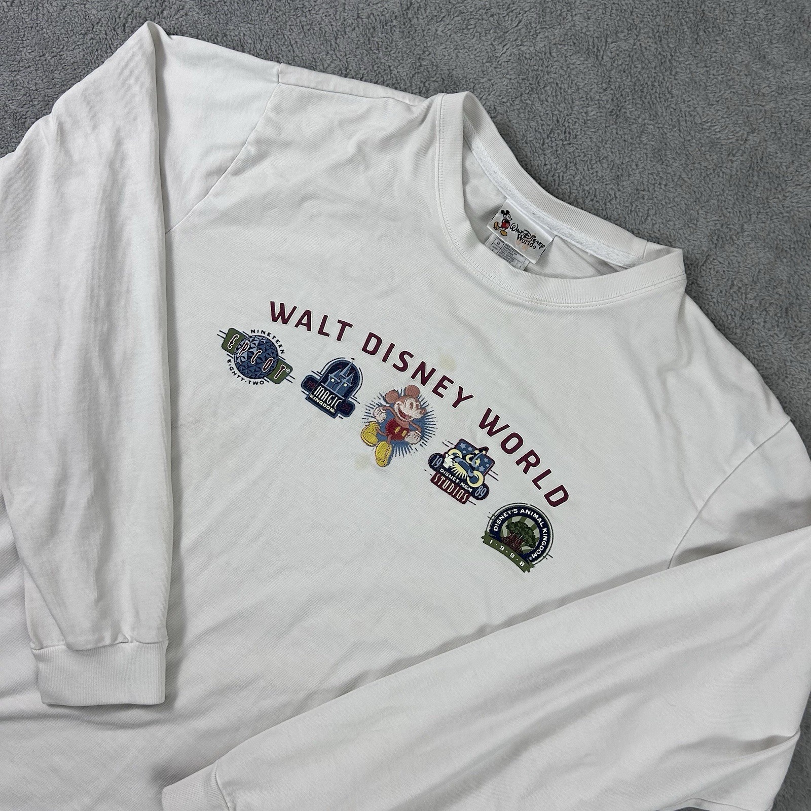 Vintage 90’s Walt Disney World 4 Parks Long Sleeve Shirt Size Large White