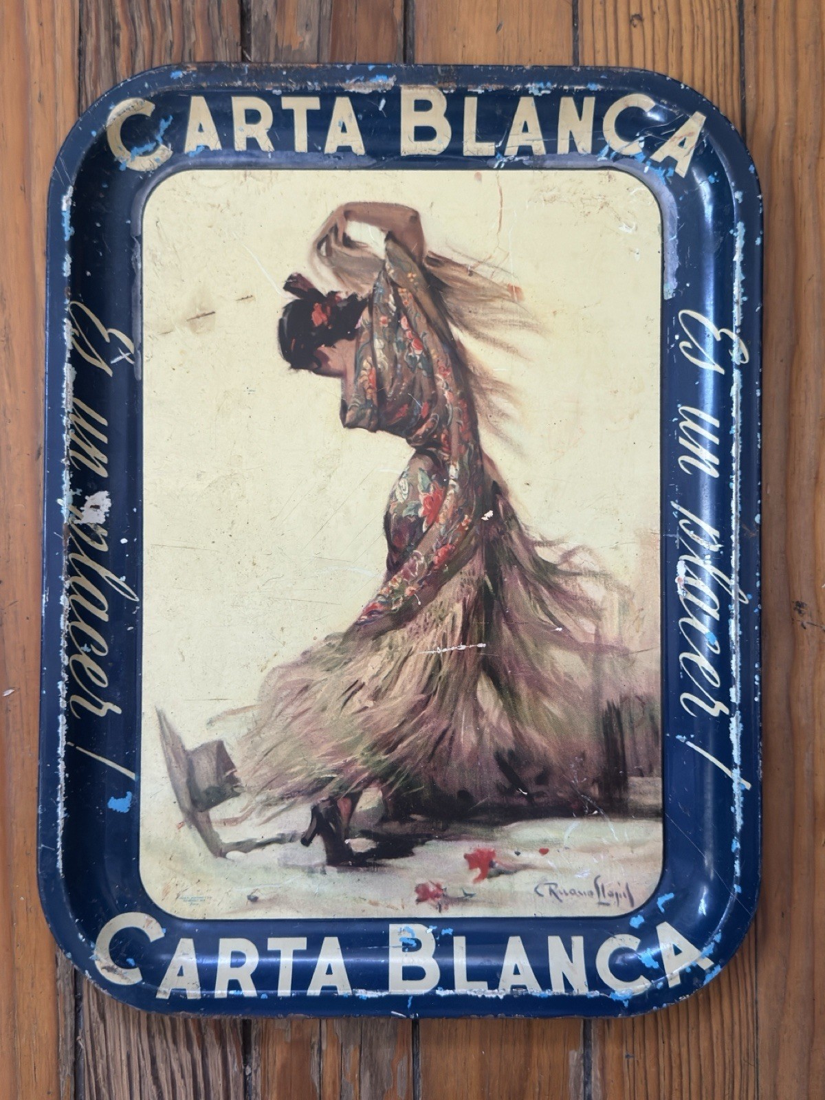 Mexican CARTA BLANCA Tin Tray 1930’s Mexico 13.25 X 10.5” Beer Charola •Rare•