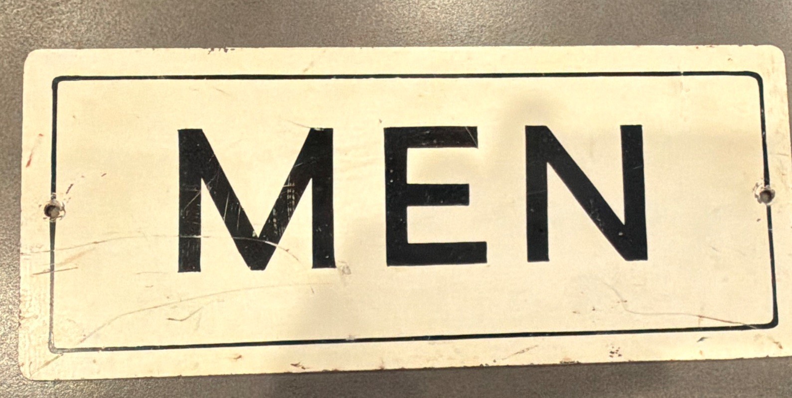 Vintage 1950s Metal Men's Restroom Sign – Retro Bathroom Decor