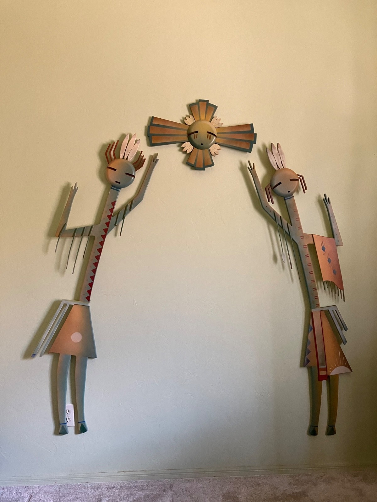 NAVAJO 62 in. CONTEMPORARY WOOD YEI DANCERS  BY JOSEPH NIKRASCH III, 3 PIECES
