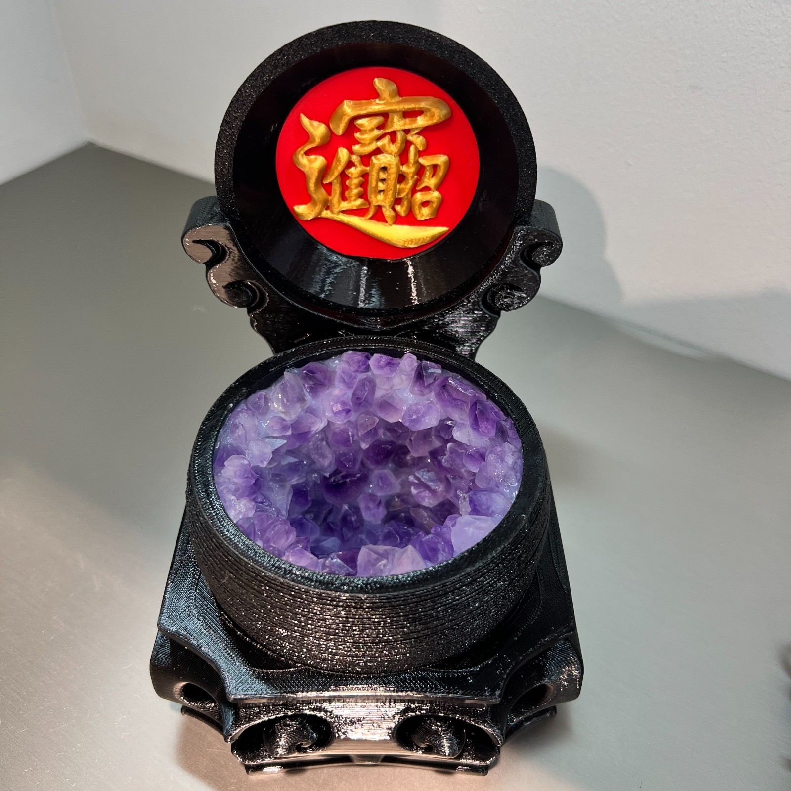 3D , USB- illumination, manual rotation of the purple crystal treasure basin 800