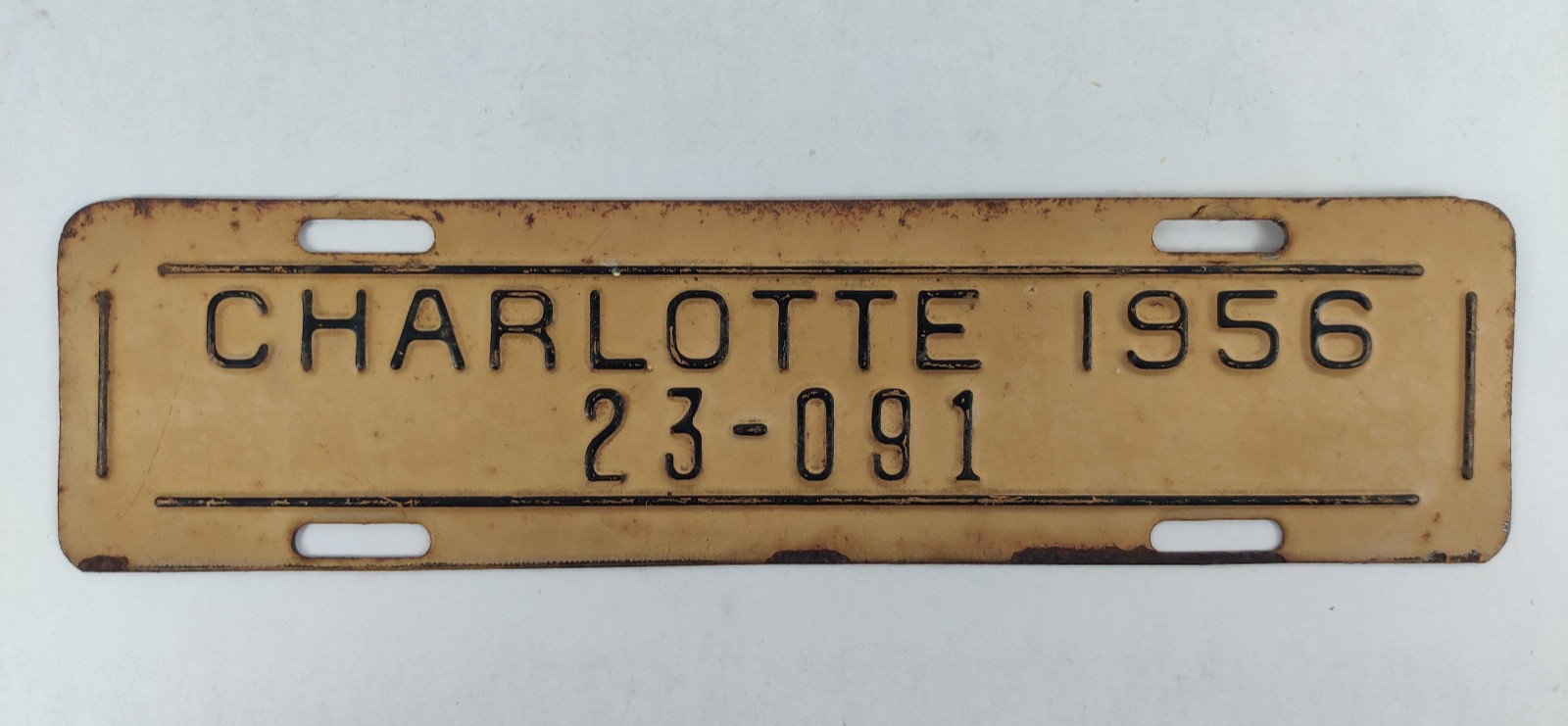 Vintage 1956 Charlotte North Carolina License Plate City Topper