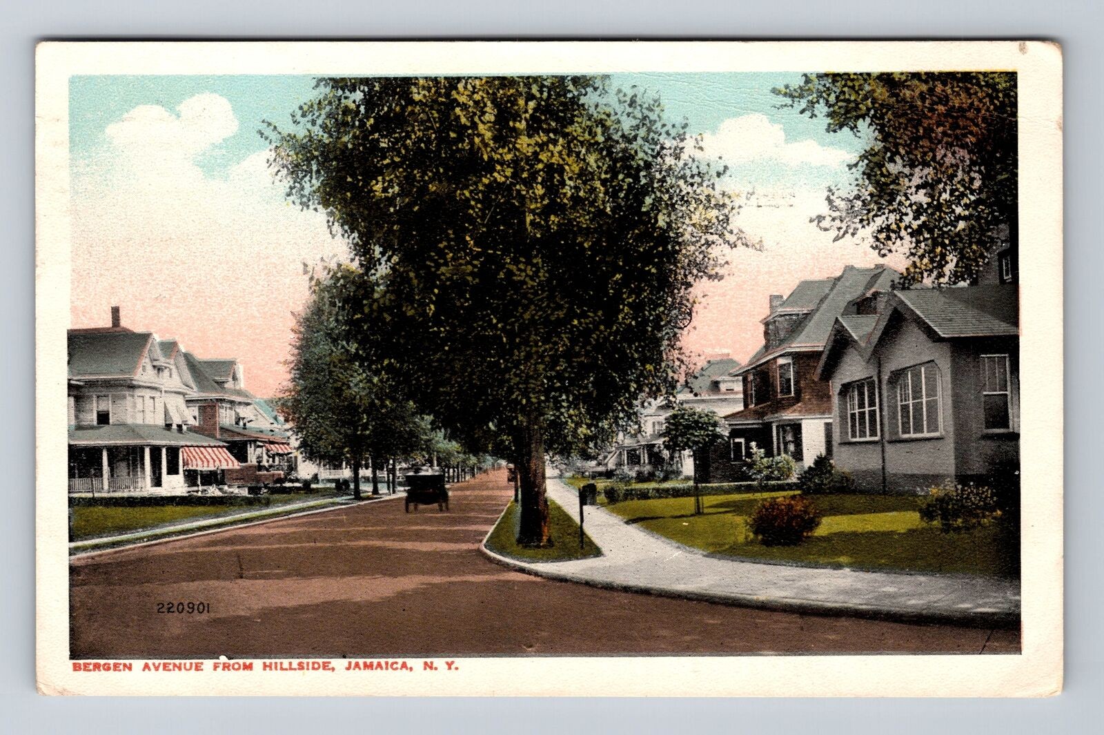 Jamaica NY-New York Bergen Avenue From Hillside, Antique, Vintage c1916 Postcard