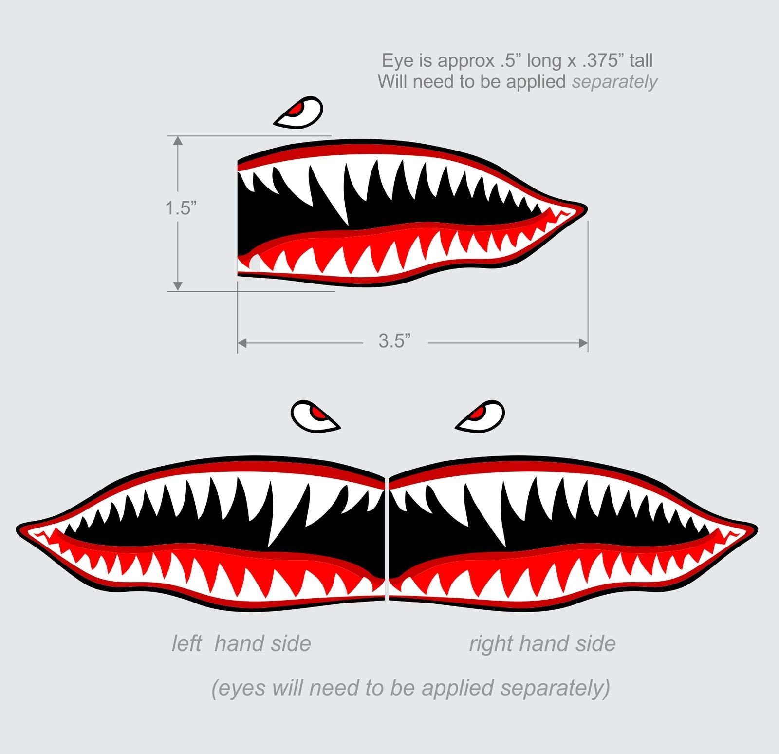 Flying Tigers shark teeth decal sticker 1.5