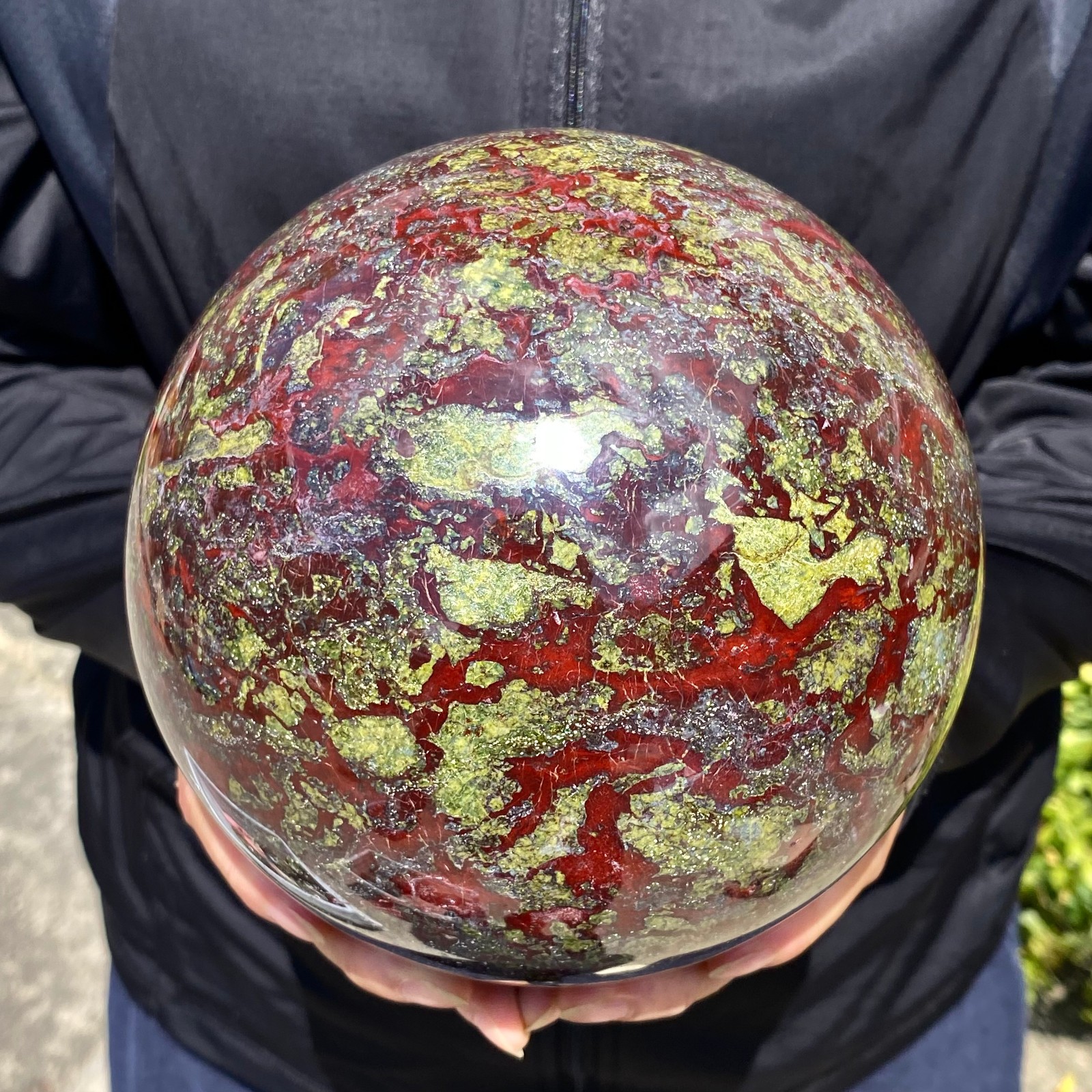 13.97LB Natural dragon blood stone quartz sphere crystal ball reiki healing