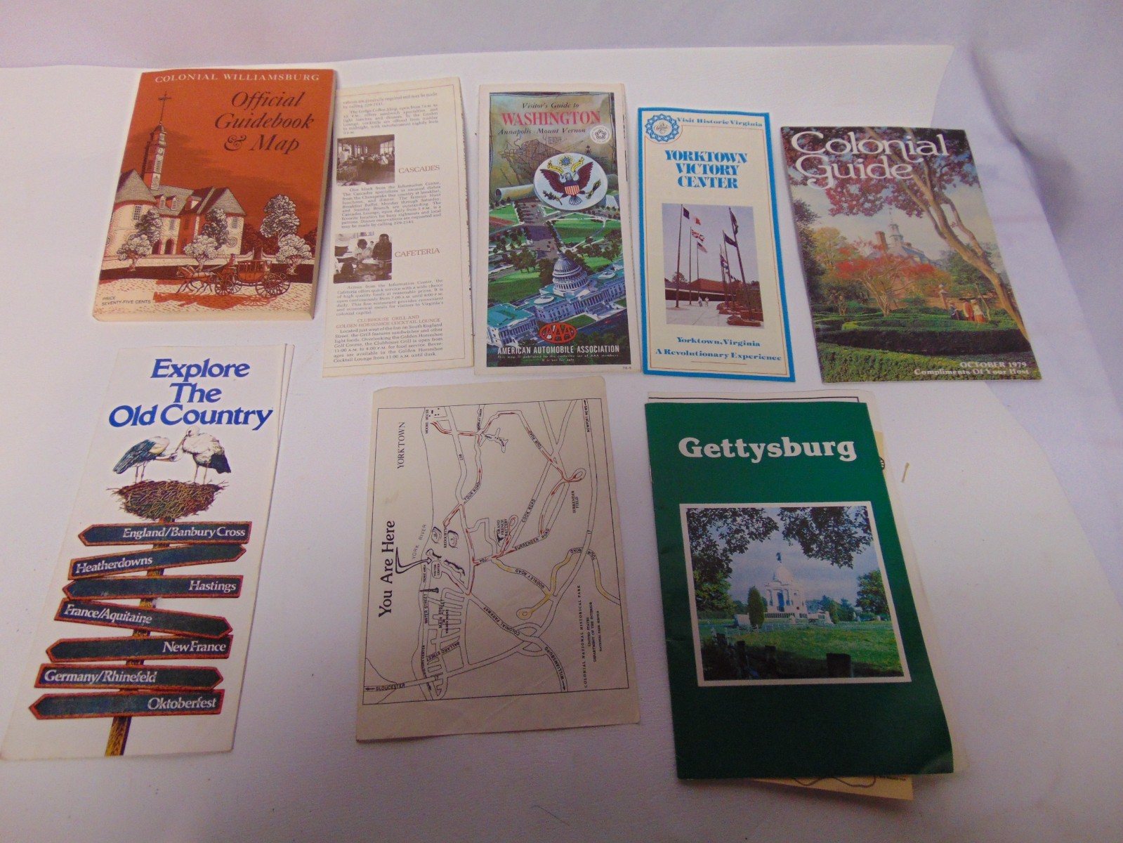 (8) 1970's Maps books Gettysburg Yorktown Williamsburg Annapolis Mount Vernon