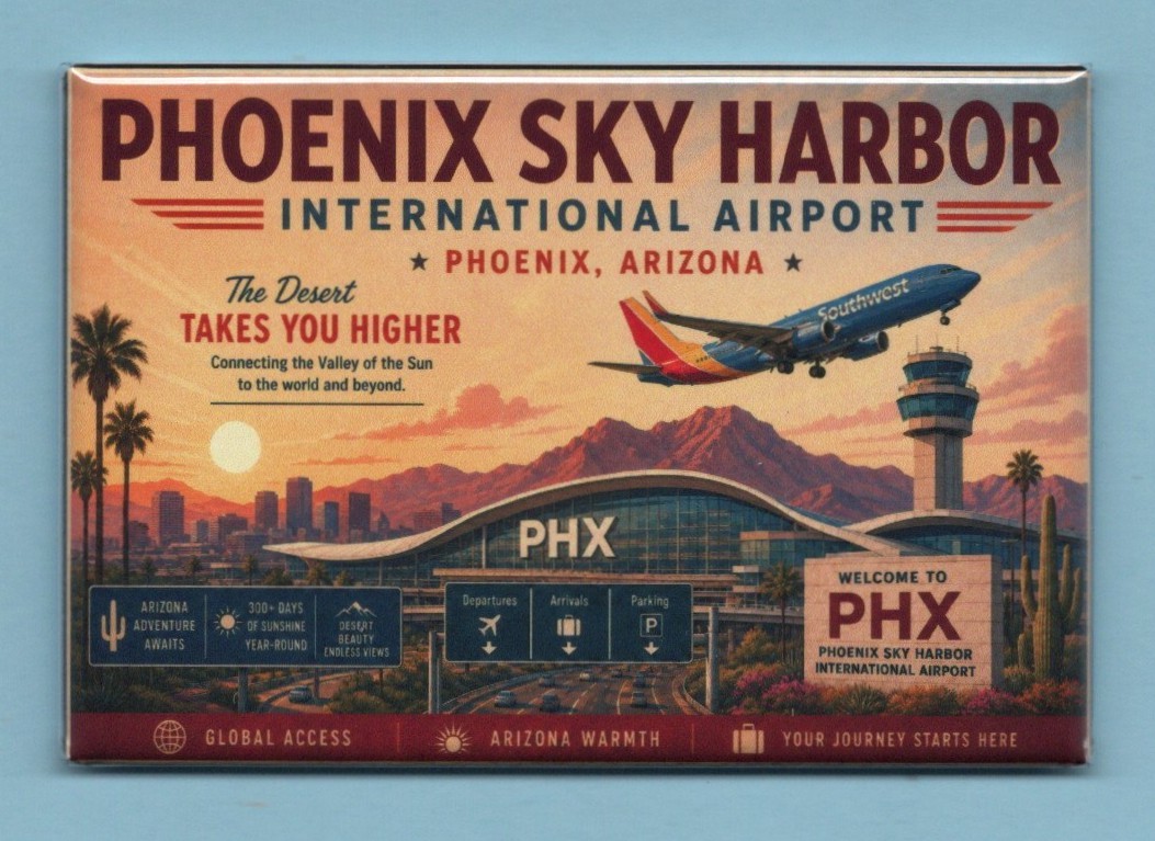 PHOENIX SKY HARBOR INTERNATIONAL AIRPORT TRAVEL POSTER *2X3 FRIDGE MAGNET* AZ