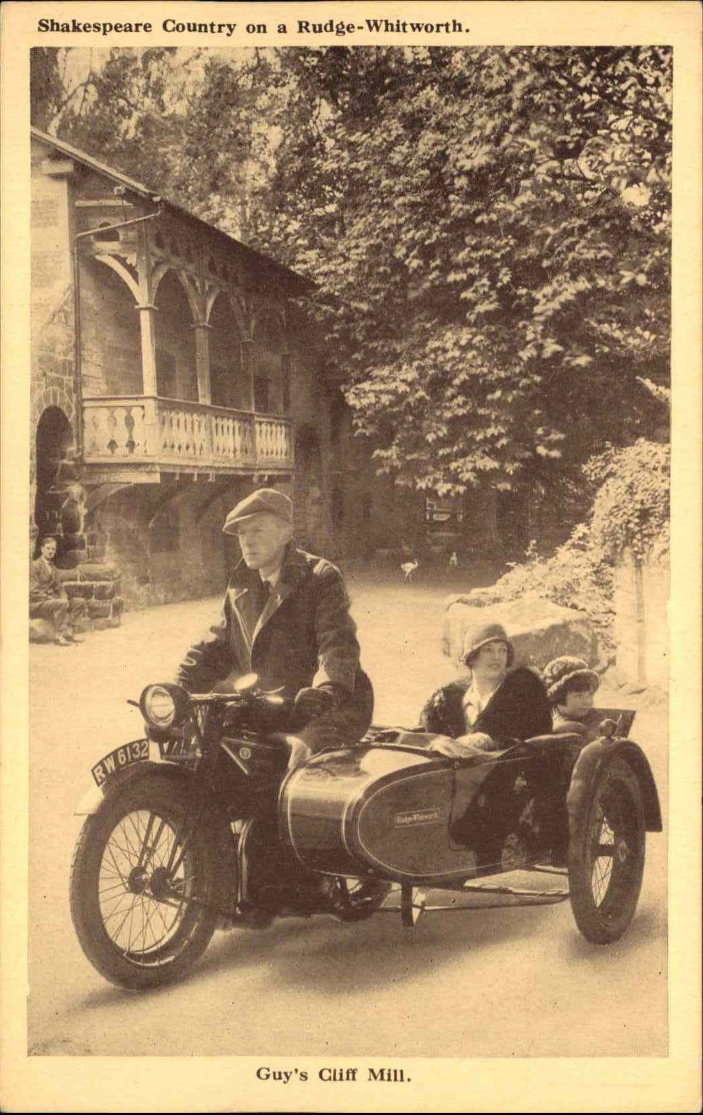 Guy's Cliff Mill Warwick Rudge-Whitworth Motorcycle c1930 Postcard