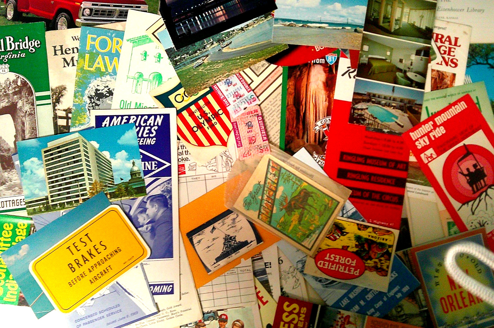 VTG Travel Ephemera Lot Maps Postcards Railroad Brochures