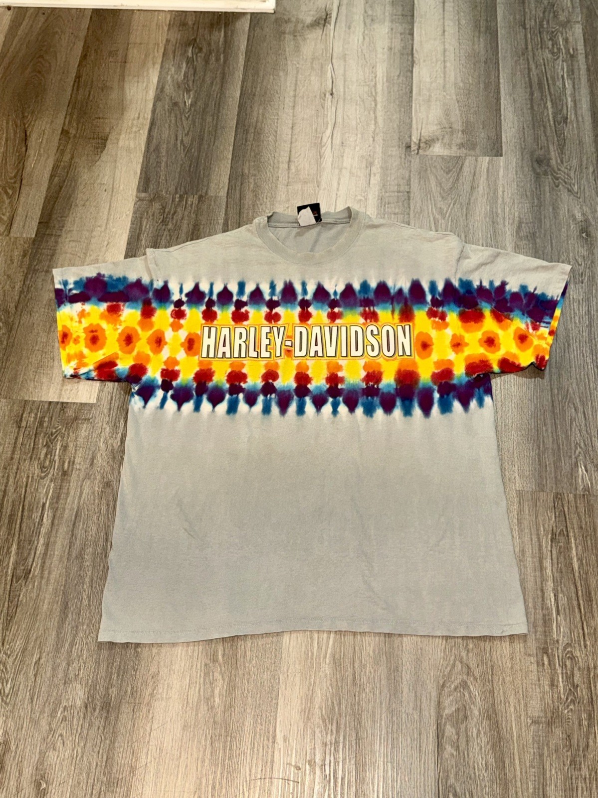 Vintage 90s Harley-Davidson Tie Dye Oakland CA Graphic Tee Shirt Logo Emblem 