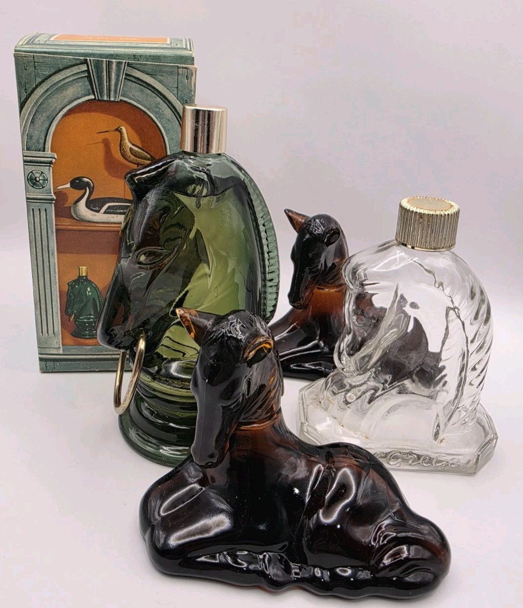 Lot Of 4 Horse Themed Avon Bottles VTG Foal Decor Equestrian 
