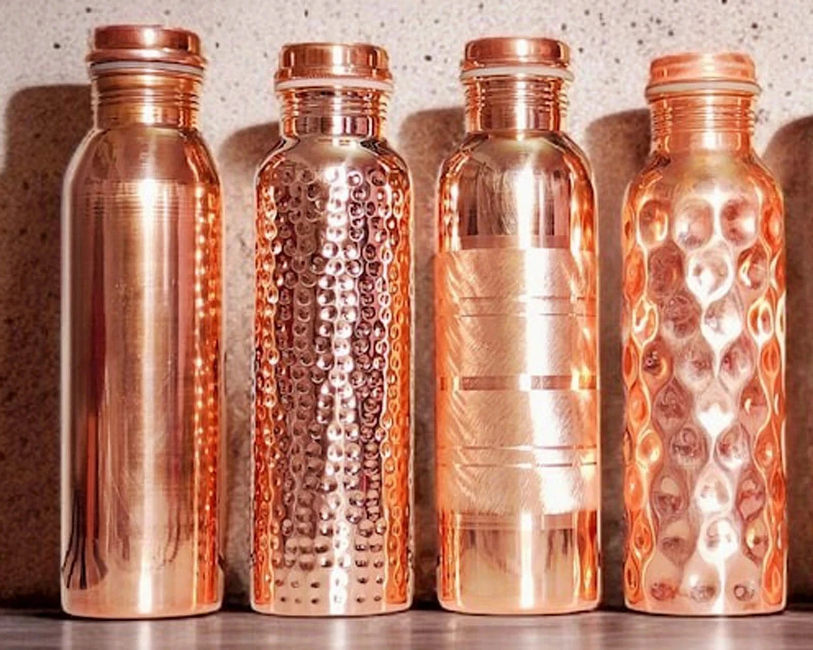 4 × 100%Pure Copper Water Bottle For Ayurveda Health Benefits Leak Proof 1000 ml