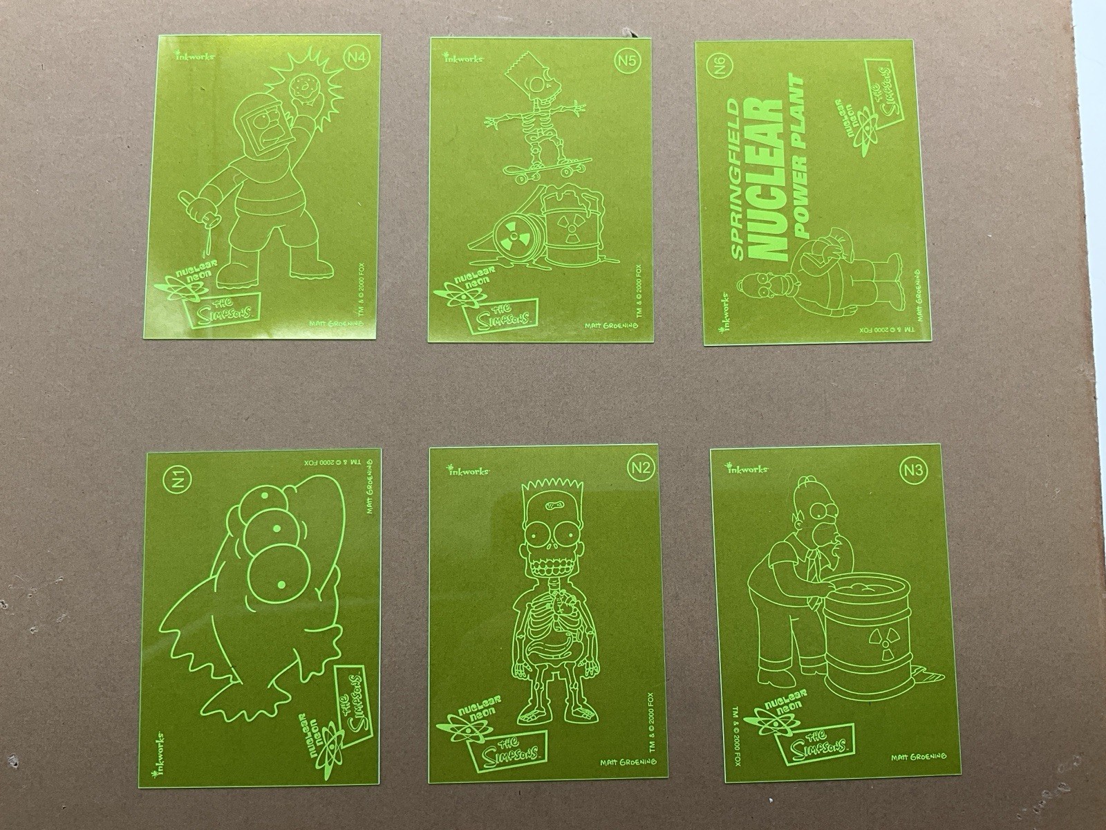 2000 Inkworks Simpsons Nuclear Neon Full Set Of 6