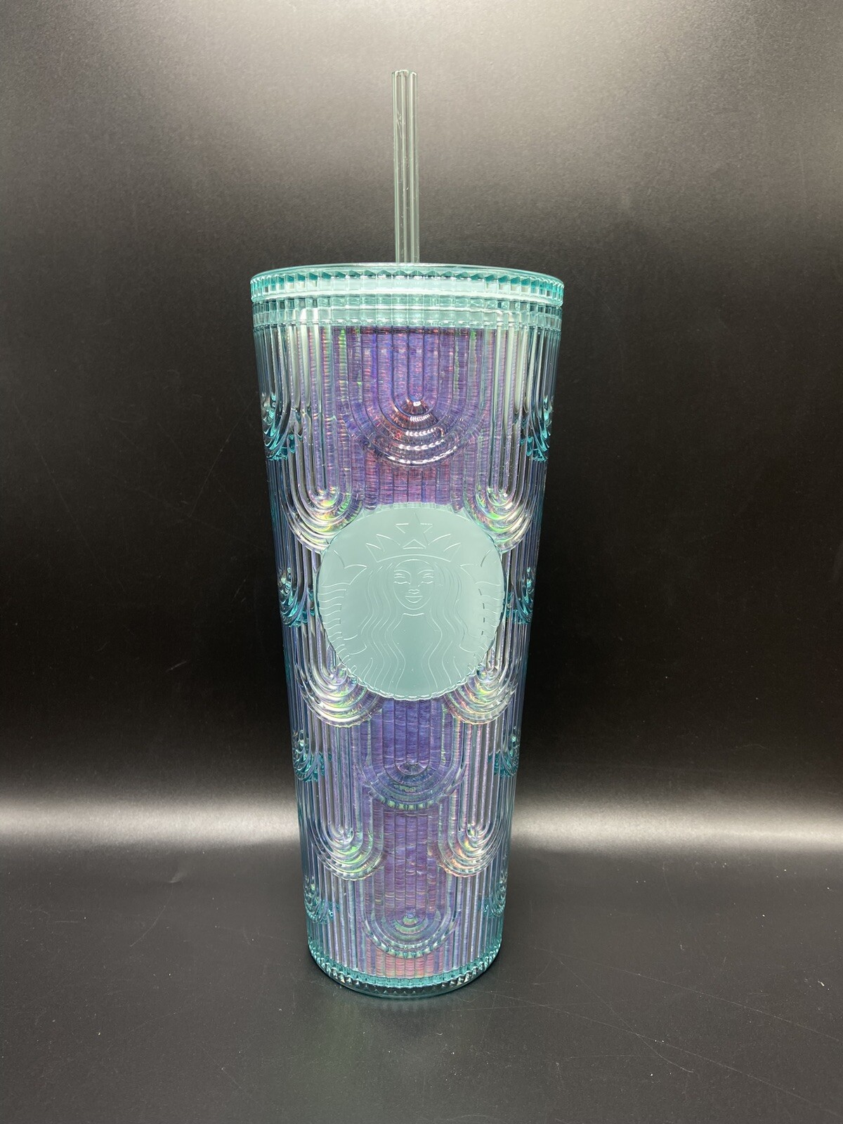 Starbucks 2022 Spring Iridescent Holographic Wave 24oz Cold Cup Tumbler NWT.