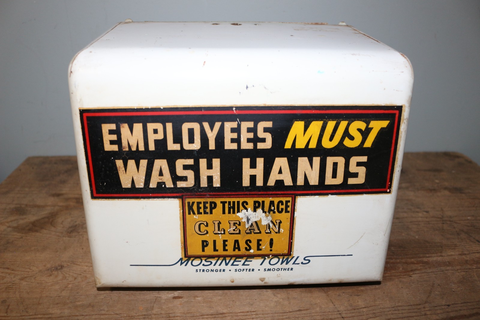 Vintage 1960's Mosinee Employees Must Wash Hands Restroom Paper Towel Dispenser