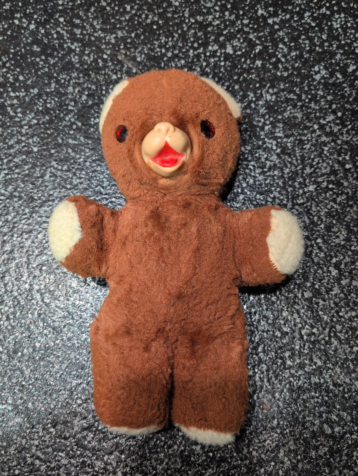Vintage Teddy Bear Plush Brown Rubber Face Glass Eyes 13