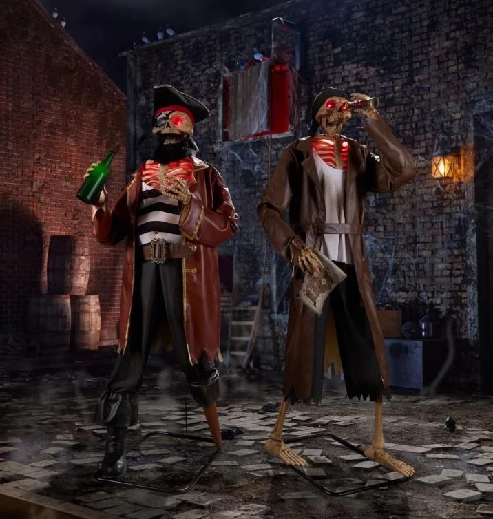6.5 FT ANIMATED LED PIRATE DUO HALLOWEEN ANIMATRONIC PROP
