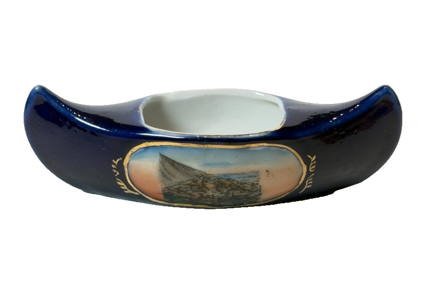 GALVESTON Era Wall TX TEXAS ANTIQUE Souvenir China COBALT TRINKET BOAT