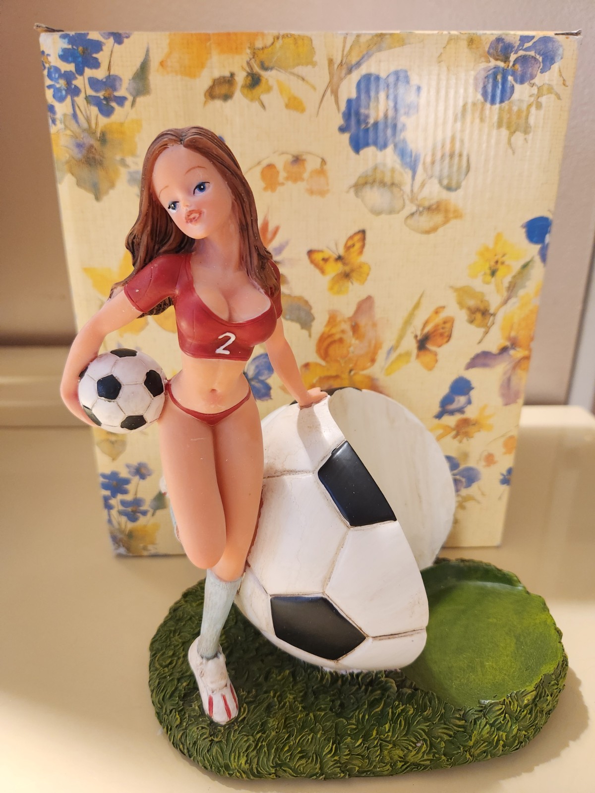 Sexy Soccer Girl Figurine – Bikini Football Player Statue – Sports Pin-Up...