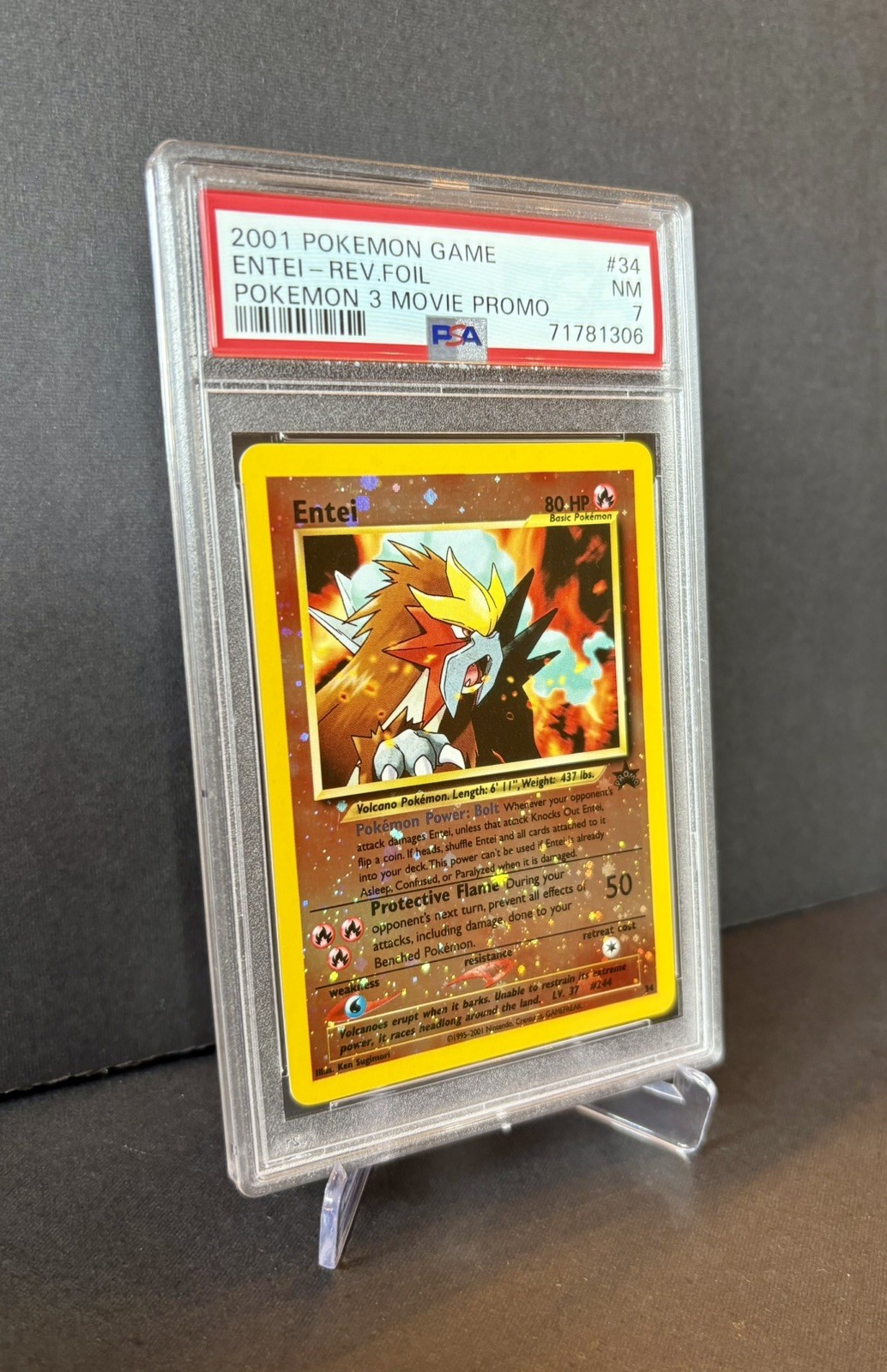 PSA 7 ENTEI 34 - 2001 POKEMON MOVIE REVERSE HOLO BLACK STAR PROMO - NEAR MINT