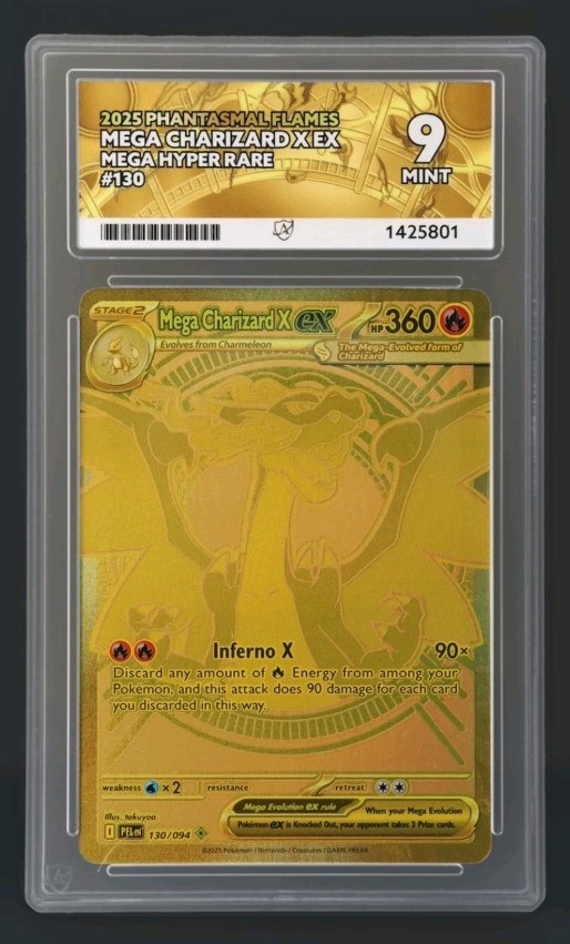 Mega Charizard X ex 130/094 ACE 9 Mint – Mega Hyper Rare Pokémon Card