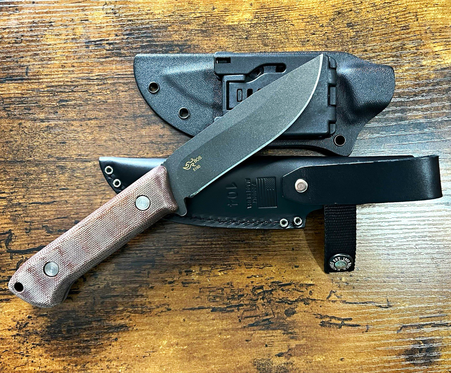 Pre-Owned BUCK 104 Compadre Camp Knife 5160 Steel Brown Micarta Handle