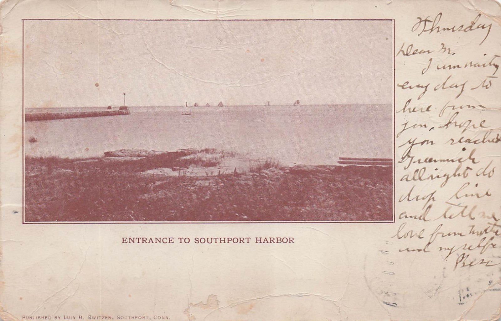  Southport CT Connecticut Harbor Entrance Vtg Postcard 40A