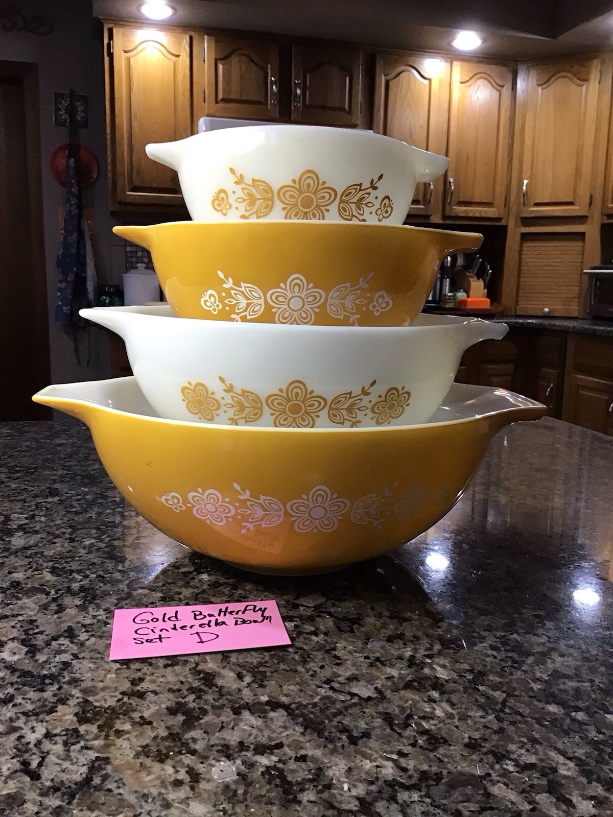 Vintage 1974 Pyrex Butterfly Gold On Opal Cinderella Mixing Bowl SET 1st EDITION