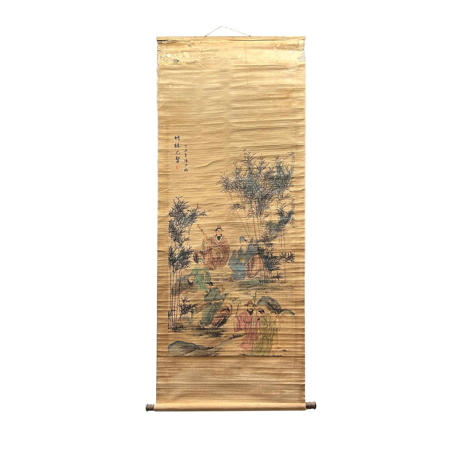 Chinese Ink Brush Seven Sages of the Bamboo Grove Scroll Painting Wall Art jk251