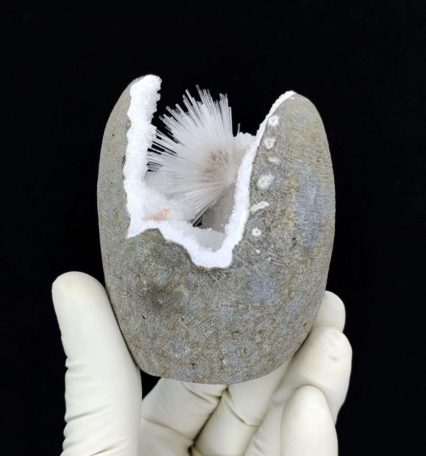 Natural Scolecite On Quartz Mineral Specimen #KM57