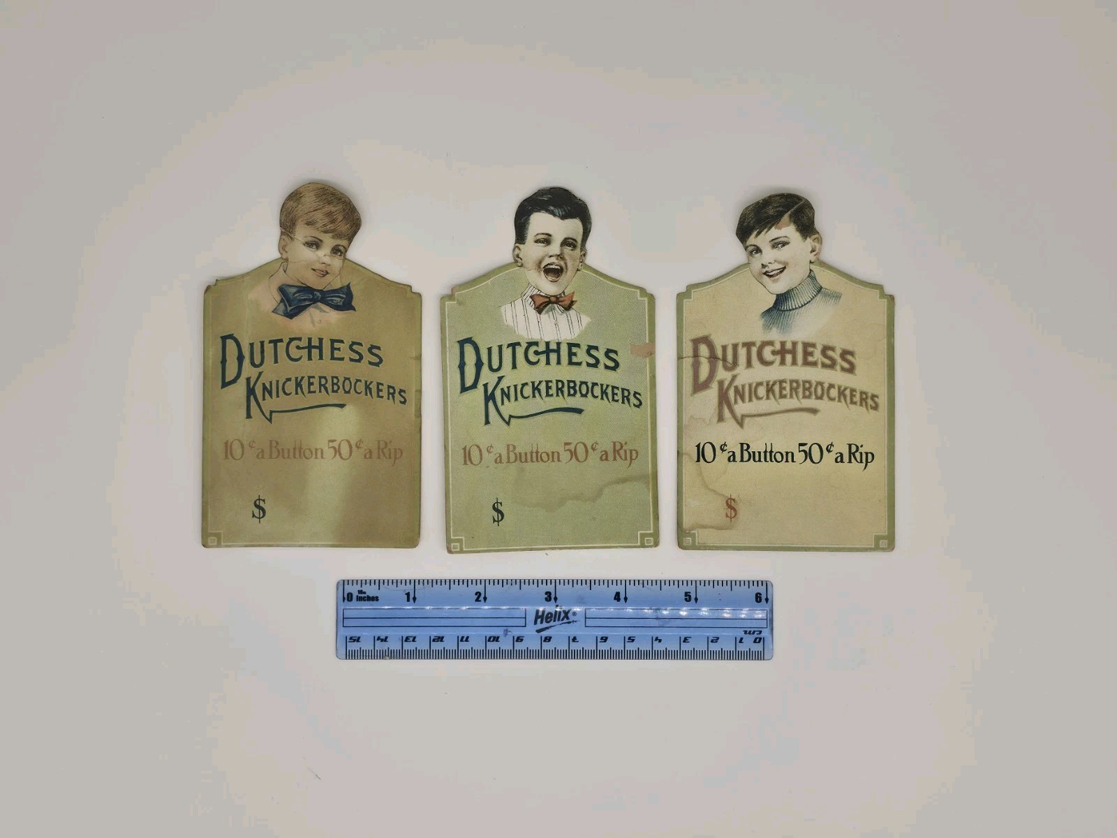 Rare Antique Dutchess Knickerbockers Advertising Price Cards Lot 3 c1915