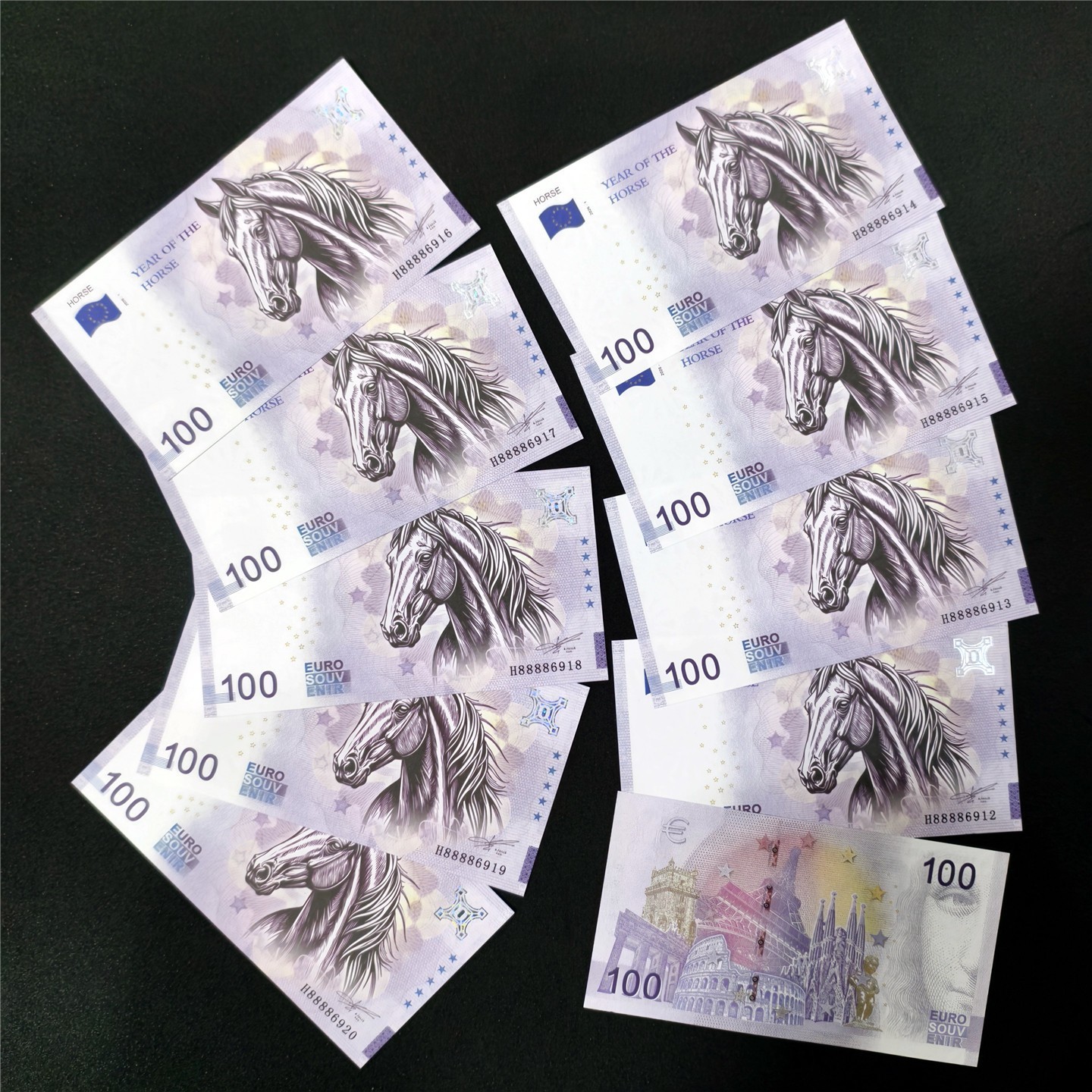 2026, LOT 10Pcs Horse Commemorative Banknote, European horse head Edition, UNC